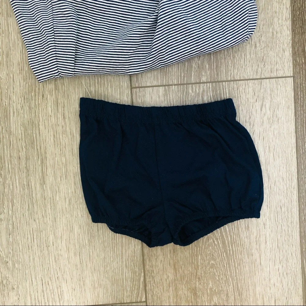 CARTERS SHORT SLEEVE DRESS FLORAL BLUE WHITE STRIPES 18MO NWT - Picture 3 of 7